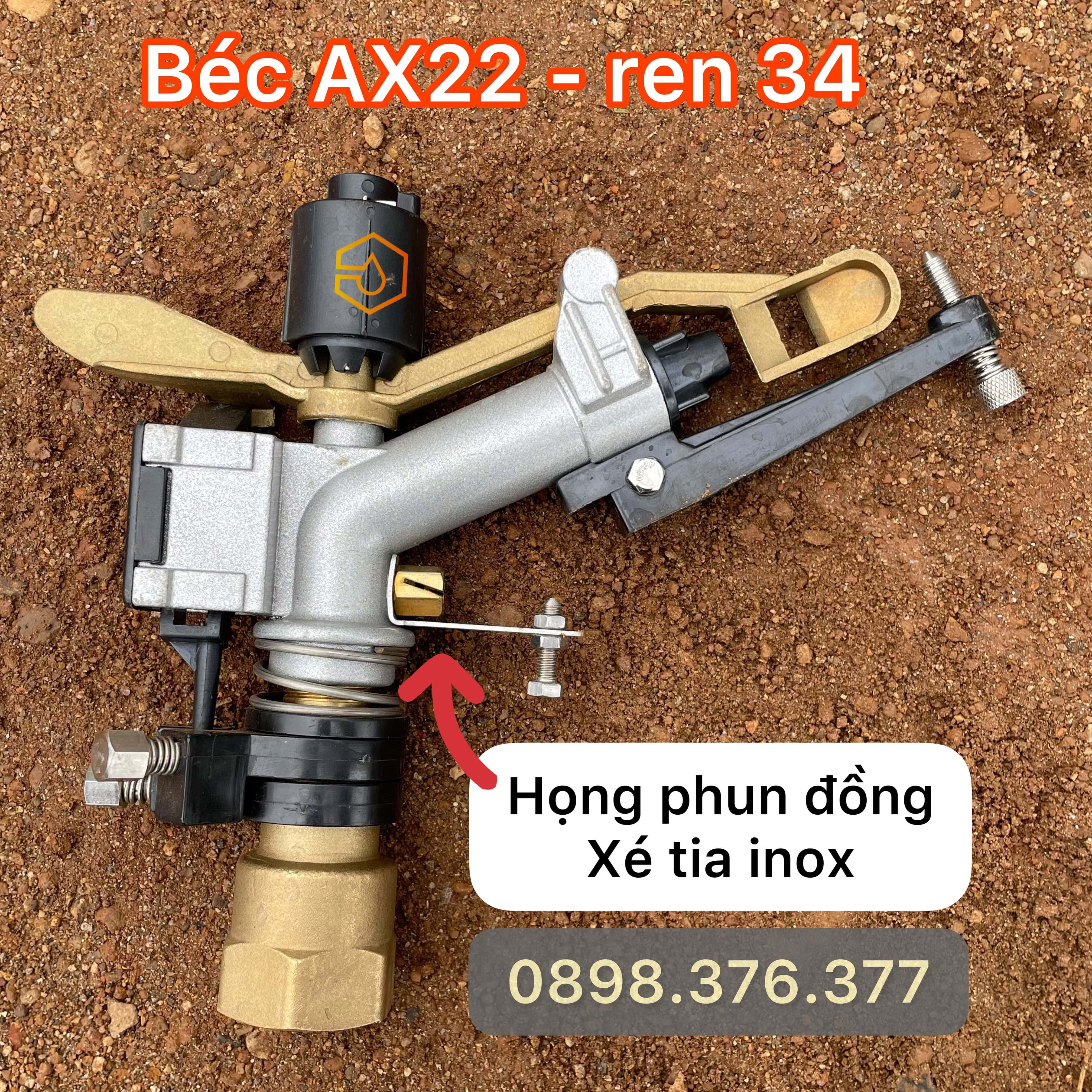 béc tưới ax22 - béc tưới phun mưa bán kính 18m gắn ống ren 34 chạy bơm 750w