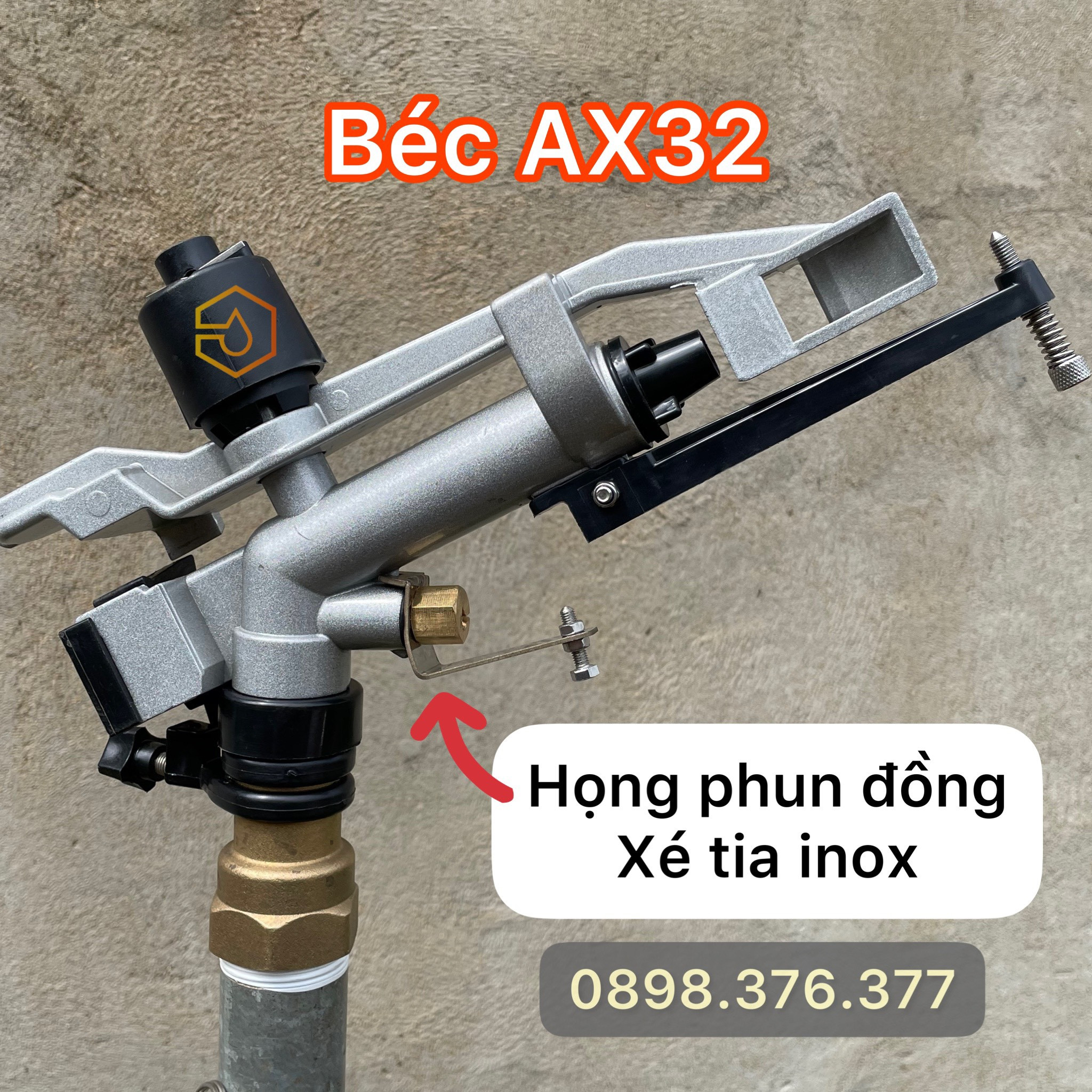 béc tưới ax32 chuyên tưới phun mưa bán kính lớn 28m cho cây cà phê, hồ tiêu, cỏ, chè, bắp ngô