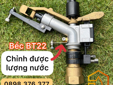 Béc BT22 - Béc tưới phun mưa gắn ống 34 chạy bơm 750w có thể chỉnh lượng nước