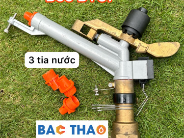 Béc BT37 - tưới phun mưa 3 tia nước có thể điều chỉnh lưu lượng nước bán kính xa 30 mét