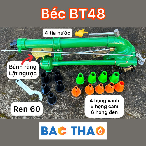 Béc BT48 - béc tưới phun mưa bán kính 43 mét quay bánh răng úp ngược