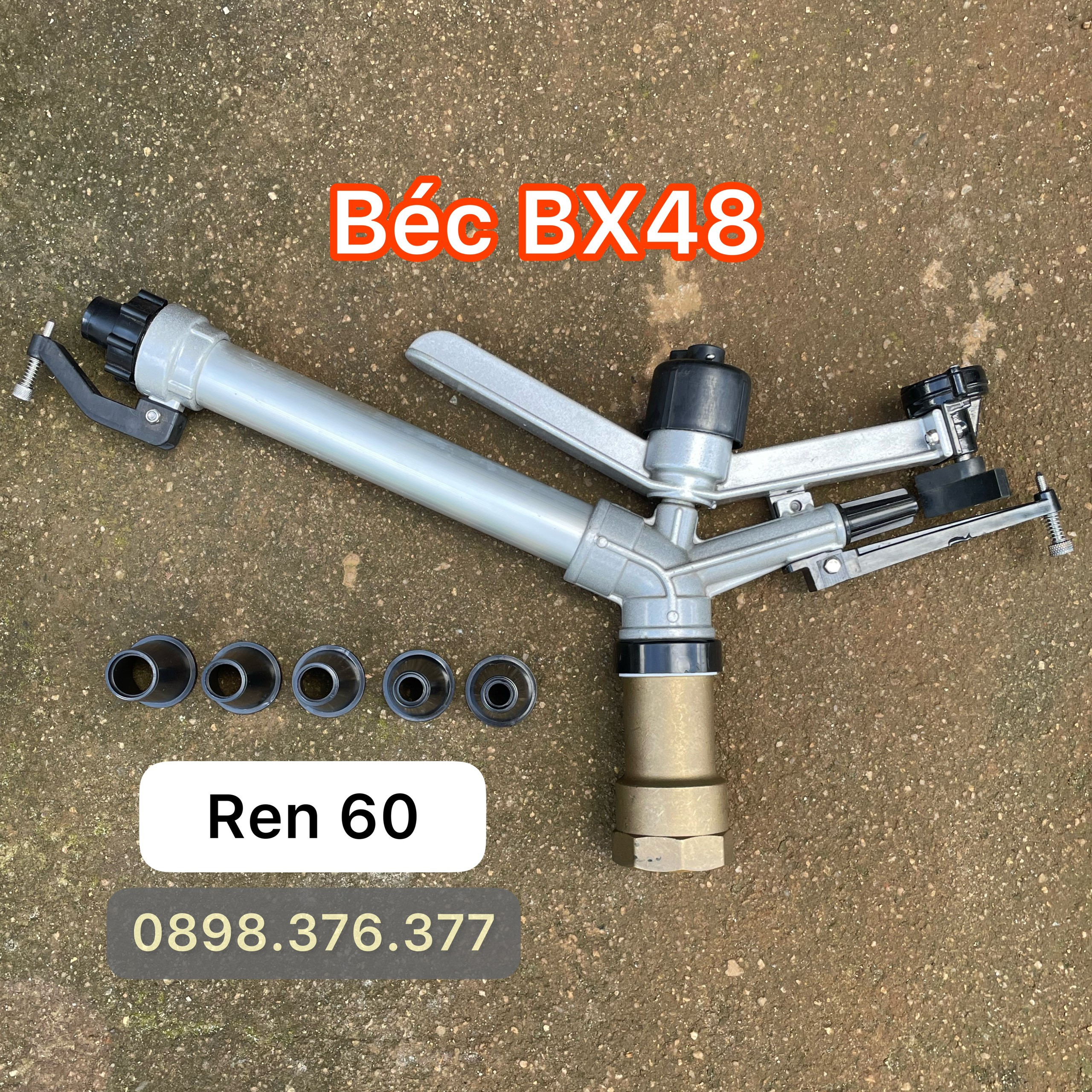 béc bx48 béc bướm tưới phun mưa tầm xa bán kính 48m xoay tròn 360 độ