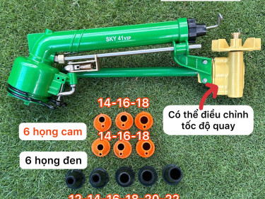 Béc tưới SKY 41 VIP có thể điều chỉnh tốc độ quay nhanh - chậm chạy bơm từ 7hp