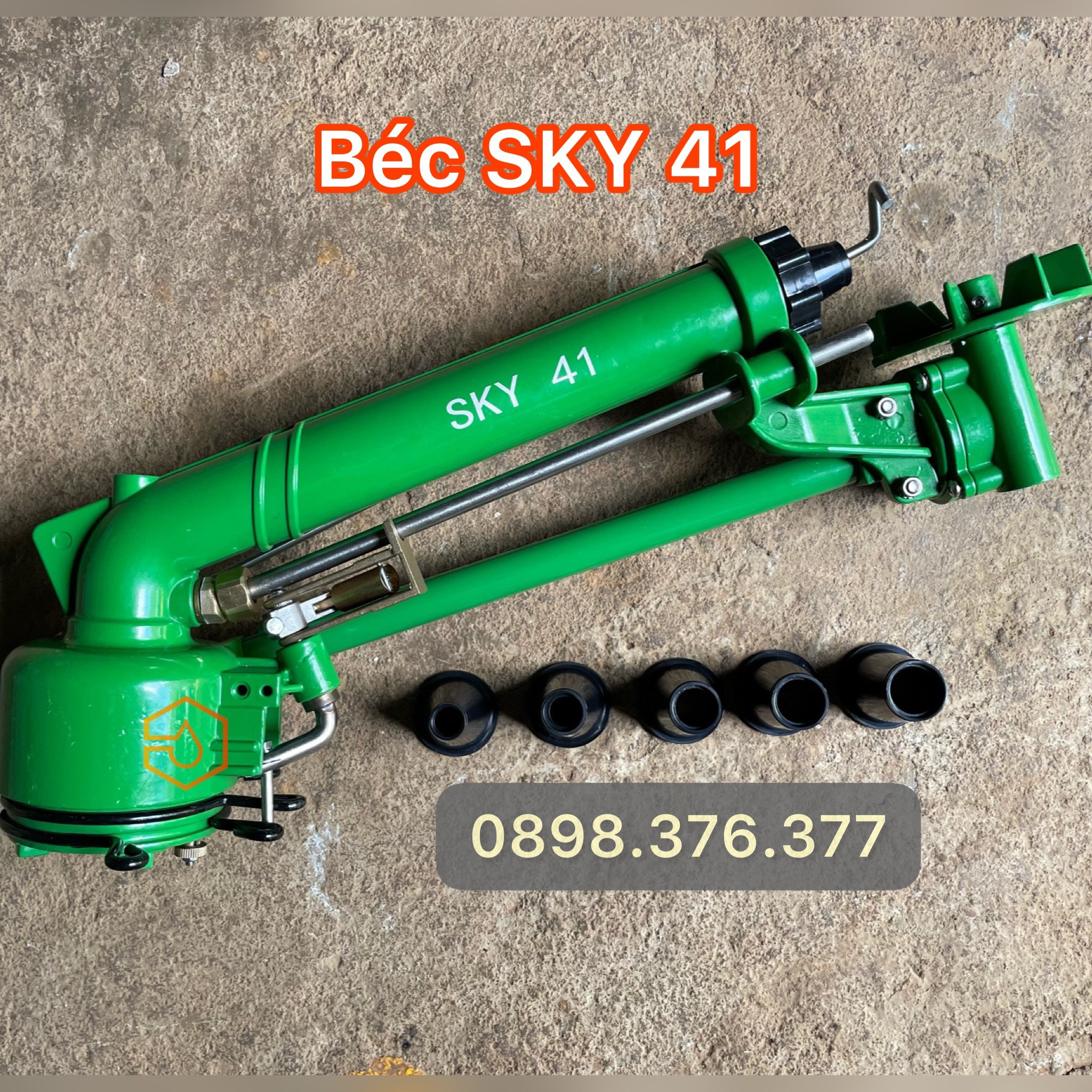 béc tưới sky 41 - béc tưới quốc dân chạy bánh răng bán kính lớn 41 mét chuyên tưới cà phê, hồ tiêu