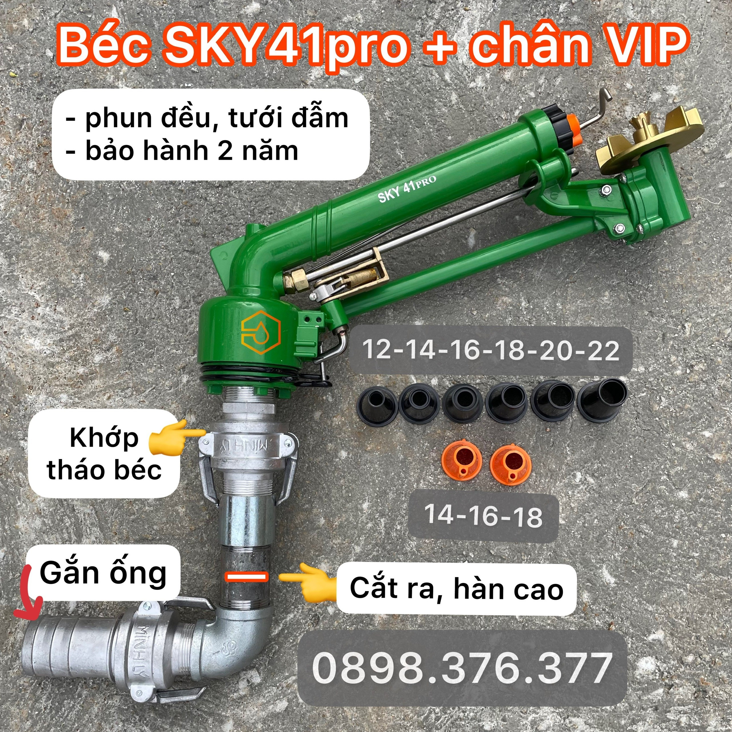 trọn bộ tưới béc phun bán kính lớn sky 41 pro 